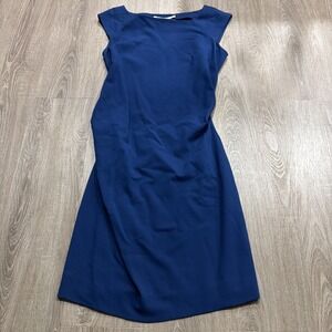 Diane Von  Furstenberg Gabi Poplin Draped Ruched Stretch Dress Navy Blue Size 10